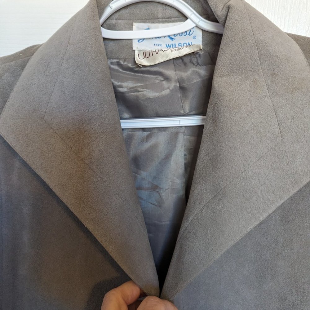 SOLD NEVER WORN 70s Union Label | Duster Coat | ULTRASUEDE | L | GRAY | Wilson's - Picture 3 of 13